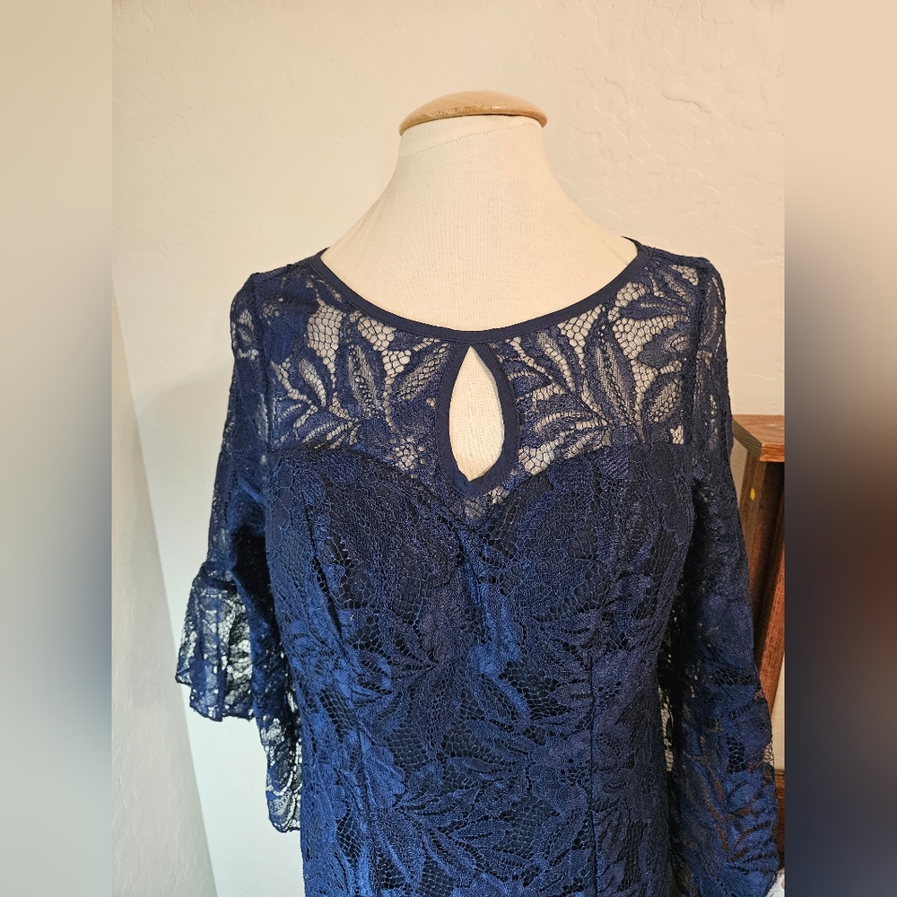 Elegant Navy Lace Dress - Picture 4 of 5